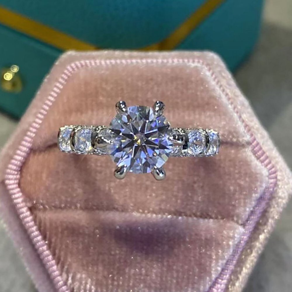 Certified 3ct. t.w. Moissanite Diamond Luxury Wedding Engagement Ring NEW - Picture 9 of 16